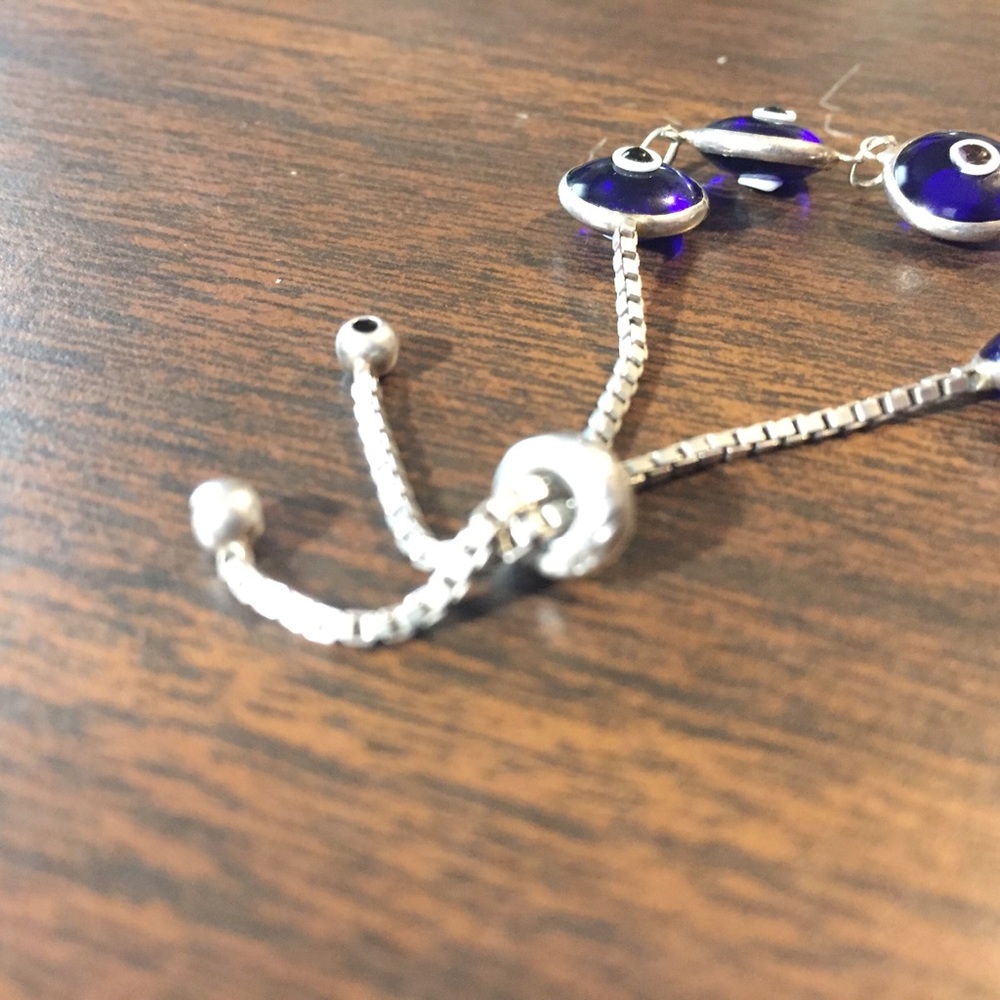 Sterling silver “evil eye” adjustable bracelet - Picture 2 of 4